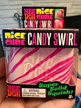 Schylling- Needoh- Candy Swirl Pink Cube Stress Toy- AUTHENTIC!!